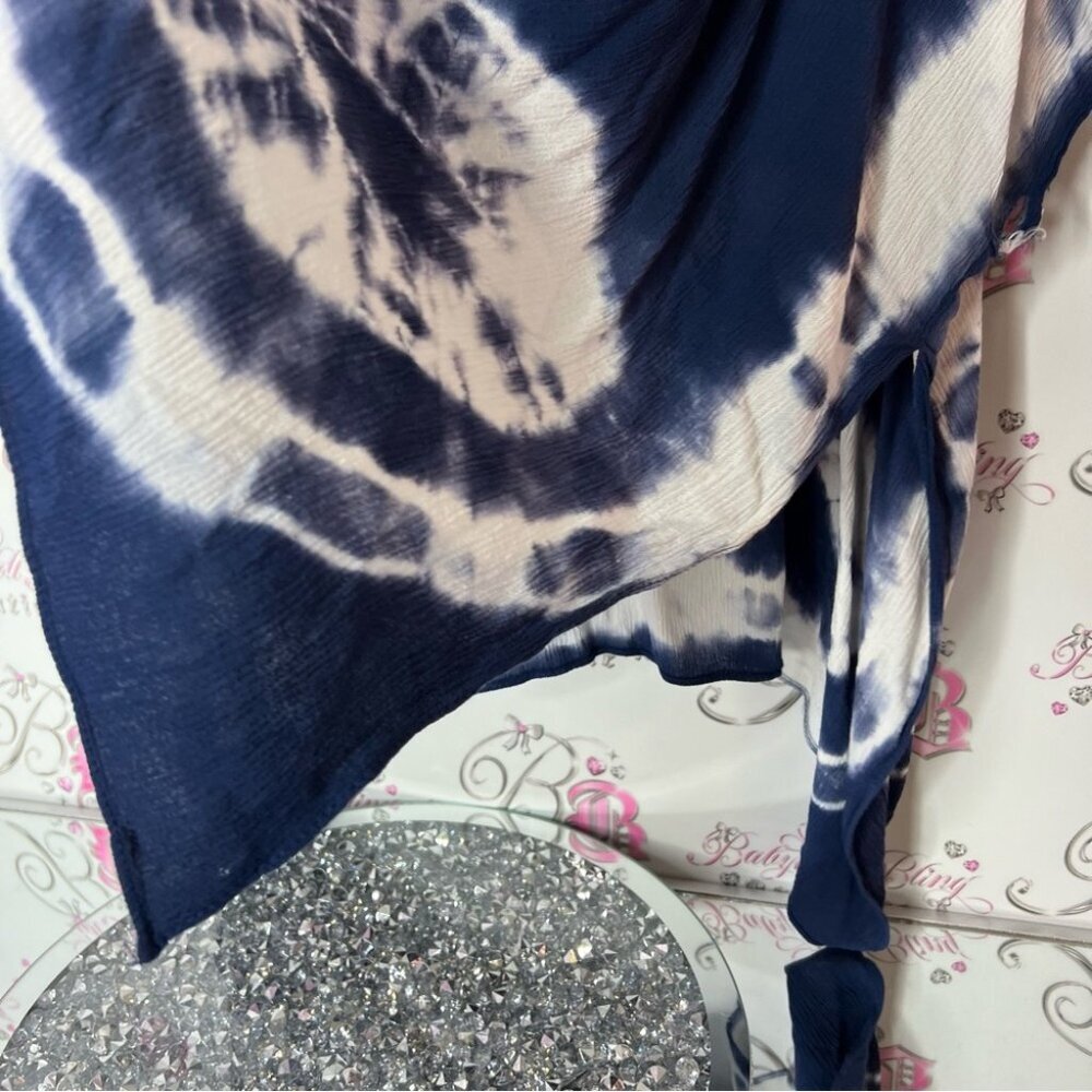 Harlow cardigan Navy White Tie-Dye Open Cardigan one size fits all kimono flowy - Picture 5 of 5